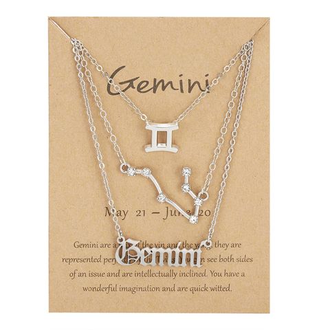 Alloy Simple Style Plating Constellation Zircon Pendant Necklace