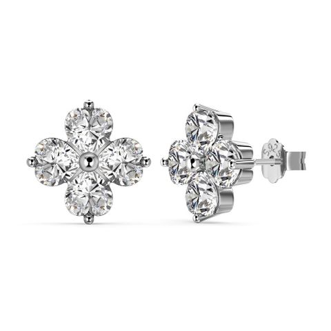 Elegant Simple Style Four Leaf Clover Heart Shape Sterling Silver Plating Zircon Women's Rings Earrings Necklace