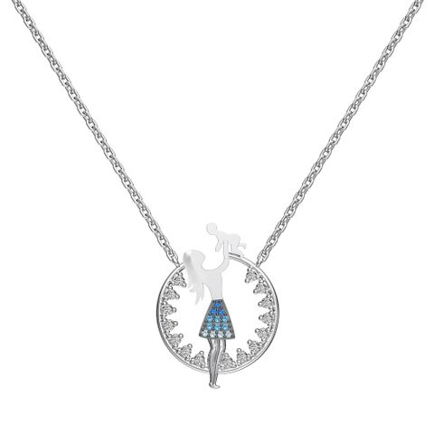 Sterling Silver Simple Style Classic Style Inlay Solid Color Rhinestones Pendant Necklace