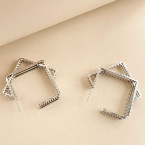 1 Pair Modern Style Simple Style Quadrilateral Solid Color Plating 304 Stainless Steel 14K Gold Plated Hoop Earrings