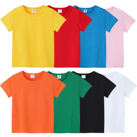Einfacher Stil Einfarbig Baumwolle T-Shirts & Hemden