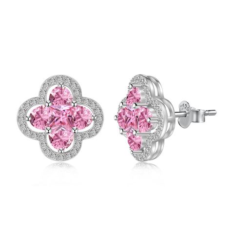 1 Pair Simple Style Classic Style Flower Inlay Sterling Silver Zircon Ear Studs
