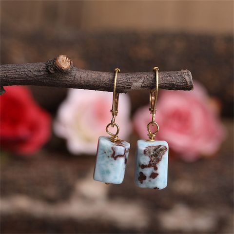 1 Pair Casual Geometric Irregular Plating Natural Stone Drop Earrings