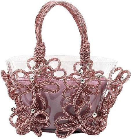 Women's Medium PVC Solid Color Flower Vintage Style Bucket Open Handbag