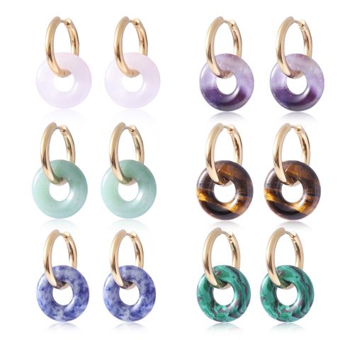 1 Pair Basic Classic Style Geometric Plating Artificial Crystal Natural Stone Drop Earrings