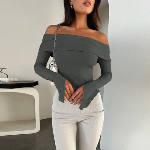 Women's T-shirt Long Sleeve T-Shirts Patchwork Sexy Solid Color
