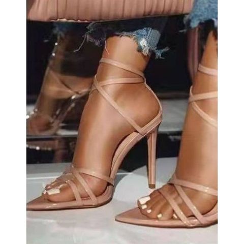 Women's Elegant Solid Color Point Toe High Heel Sandals