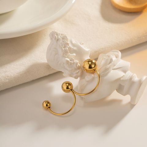 Simple Style Classic Style Ball 304 Stainless Steel 18K Gold Plated Rings In Bulk