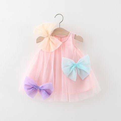 Cute Bow Knot Cotton Girls Dresses