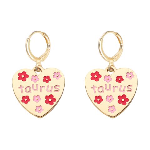 1 Pair Elegant Letter Heart Shape Floral Plating Alloy Earrings