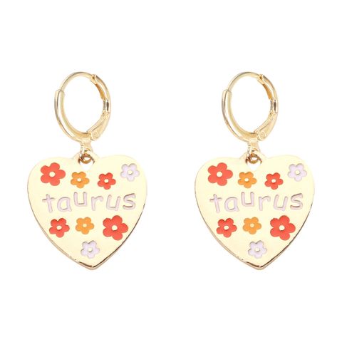 1 Pair Elegant Letter Heart Shape Floral Plating Alloy Earrings