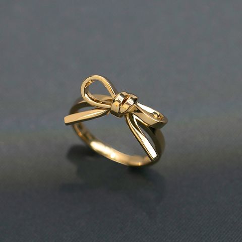 Sterling Silver Gold Plated Elegant Plating Bow Knot Rings