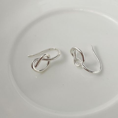 1 Pair Simple Style Heart Shape Plating Sterling Silver Ear Hook