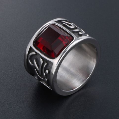 Retro Classic Style Color Block 304 Stainless Steel Inlay Zircon Men's Rings