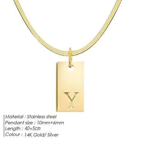 304 Stainless Steel 14K Gold Plated Simple Style Letter Pendant Necklace