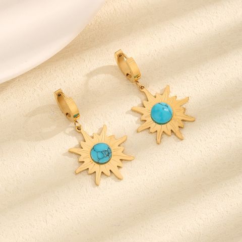 1 Pair Retro Solid Color Plating Inlay 304 Stainless Steel Acrylic 18K Gold Plated Drop Earrings