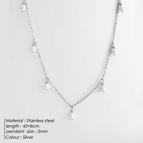 Elegant Solid Color Stainless Steel Imitation Pearl Plating Necklace