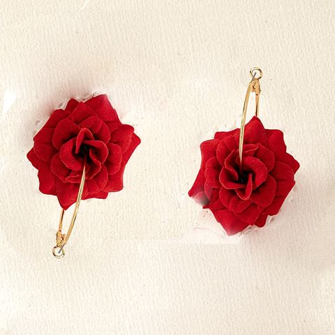 1 Pair Lady Modern Style Flower Alloy Plastic Drop Earrings