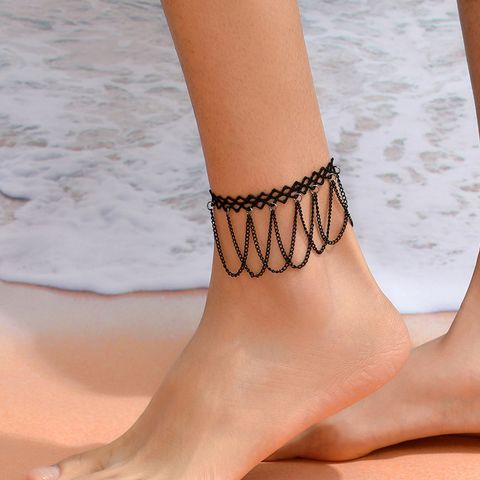 Simple Style Solid Color Alloy Lace Wholesale Anklet