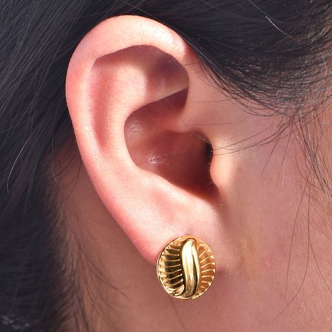 1 Par Estilo Simple Ronda Acero Inoxidable 304 Chapados en oro de 18k Pendientes