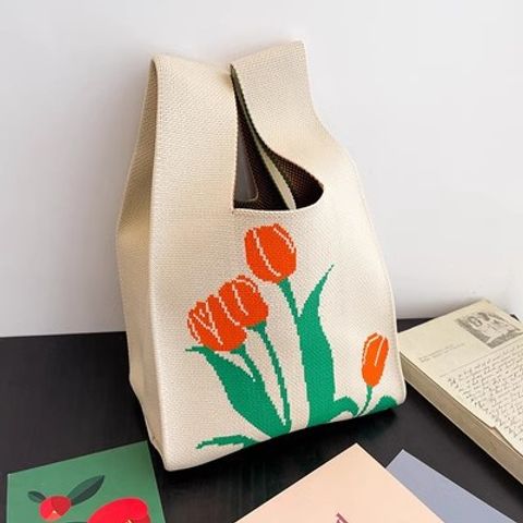 Women's Small Polyester Tulip Basic Vintage Style Square Open Handbag