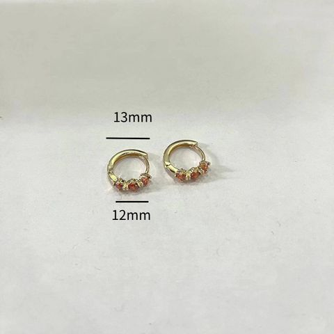 1 Pair Casual Classic Style Geometric Inlay Copper Birthstone 18K Gold Plated Hoop Earrings