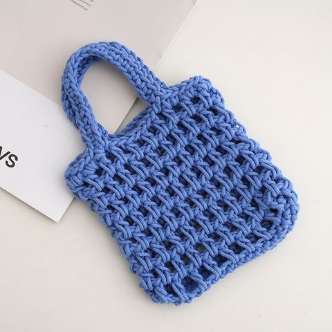 Women's Small Cotton Rope Solid Color Basic Classic Style Weave Open Handbag