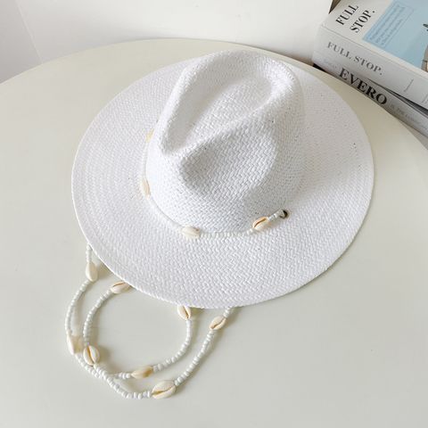 Unisex Basic Cowboy Style Classic Style Shell Big Eaves Sun Hat Straw Hat