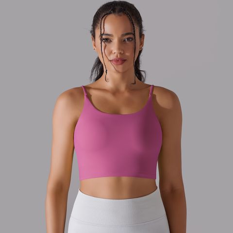 Simple Style Solid Color Nylon Cotton Blend U Neck Active Tops Vest