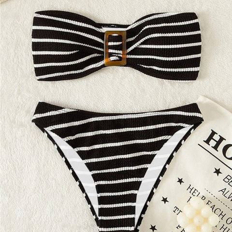 Women's Stripe 2 Pieces Set Bikinis Swimwear