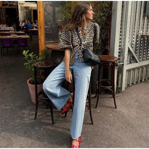 Women's Blouse Short Sleeve Blouses Streetwear Leopard