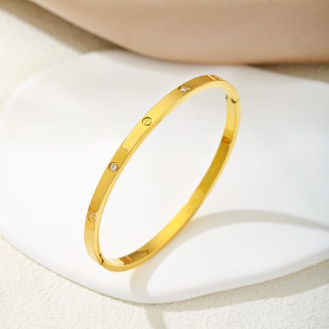 Simple Style Geometric 304 Stainless Steel 18K Gold Plated Silver Plated Bangle In Bulk