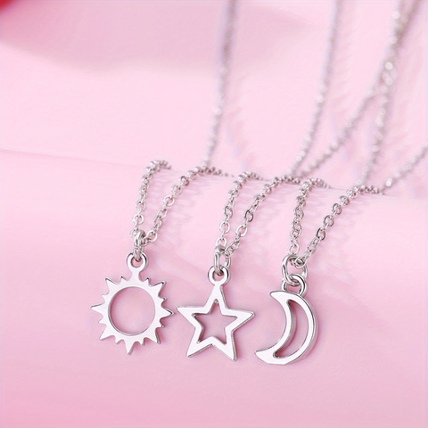 Casual Modern Style Solid Color Sun Star Moon Alloy Zinc Wholesale Pendant Necklace