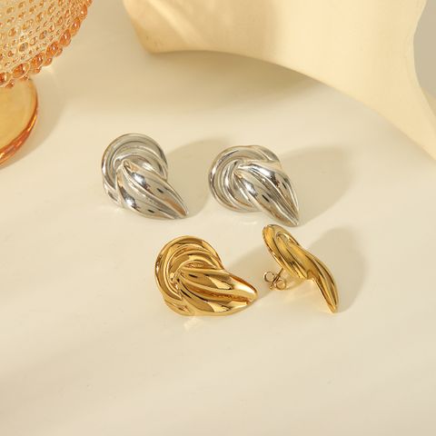 1 Pair Casual Simple Style Stripe Plating 304 Stainless Steel 18K Gold Plated Ear Studs