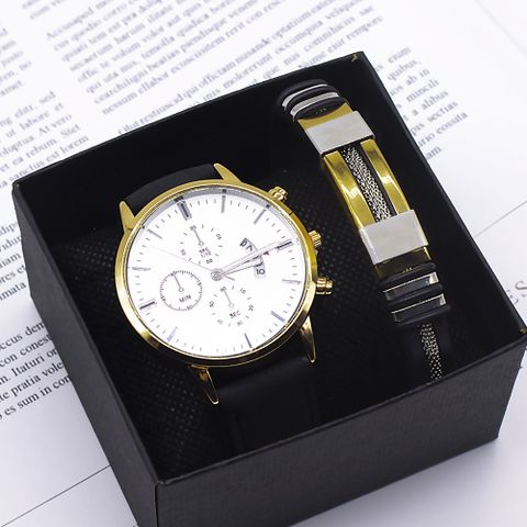 Casual Solid Color Buckle Quartz Men's Watches