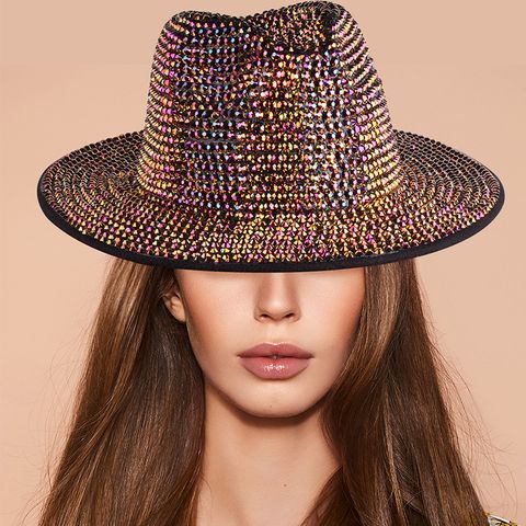 Frau Elegant Einfacher Stil Einfarbig Breite Traufen Fedora-Hut