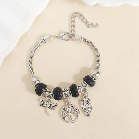 Wholesale Jewelry Casual Romantic Simple Style Heart Shape Dragonfly Key Alloy Rhinestones Beaded Handmade Inlay Bracelets