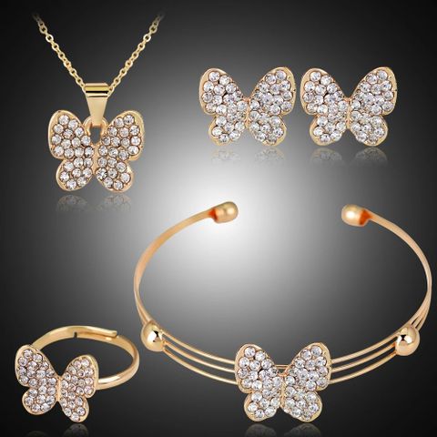 Casual Simple Style Peacock Water Droplets Gold Plated Alloy Crystal Alloy Wholesale Jewelry Set