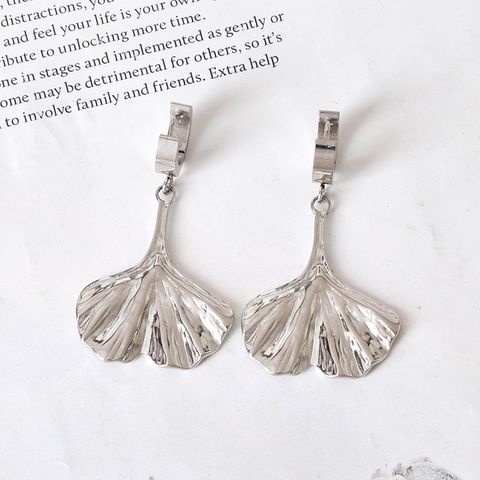 1 Pair Casual Simple Style Bow Knot Ginkgo Leaf Plating Titanium Steel Drop Earrings