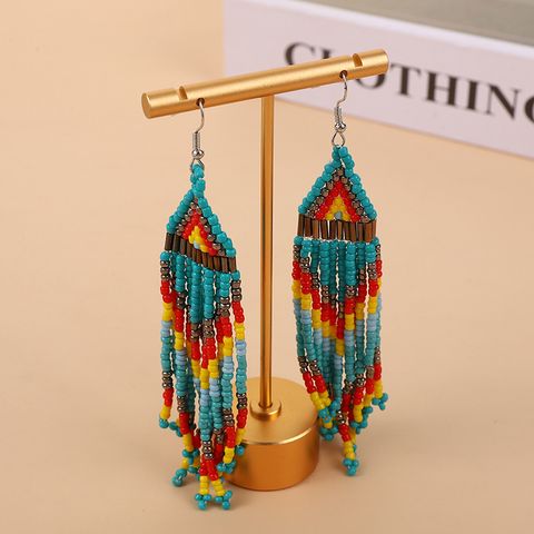 1 Pair Ethnic Style Color Block Beaded Seed Bead Drop Earrings