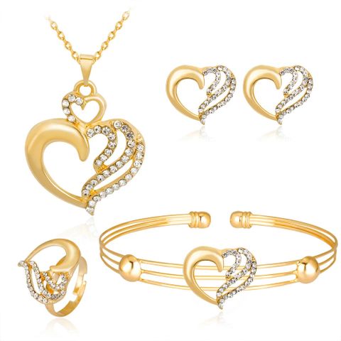 Elegant Luxurious Water Droplets Gold Plated Rhinestones Alloy Wholesale Jewelry Set