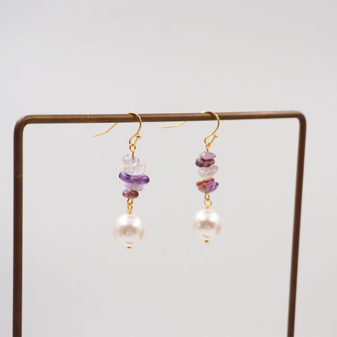 1 Pair Vacation Simple Style Geometric Beaded Artificial Crystal Imitation Pearl Copper Artificial Pearls Crystal Gold Plated Drop Earrings