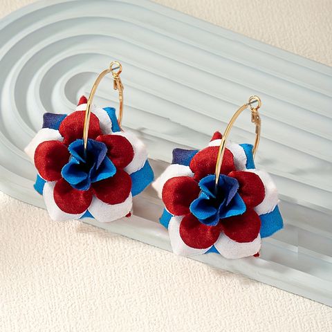 1 Pair Lady Korean Style Flower Alloy Plastic Drop Earrings