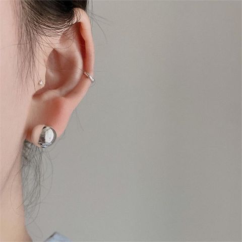 1 Pair Elegant Round Plating Sterling Silver Ear Studs
