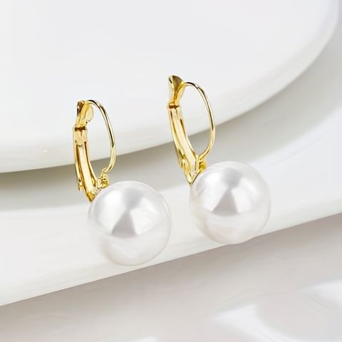 1 Pair Bridal Simple Style Classic Style Geometric Inlay Alloy Plastic Imitation Pearl Drop Earrings