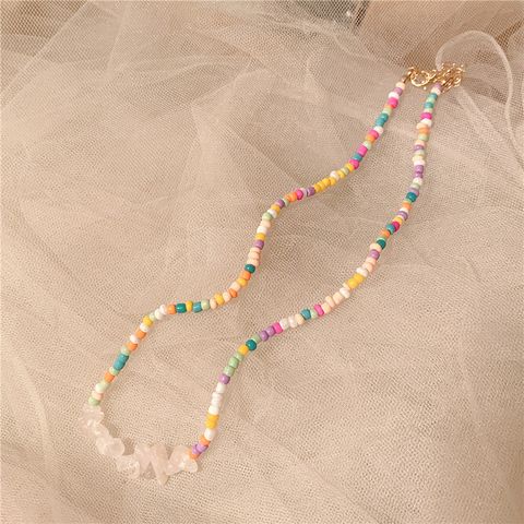 Bohemian Color Block Stone Seed Bead Beaded Women's Pendant Necklace