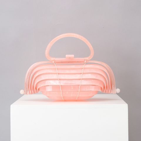 Women's Medium Plastic Solid Color Elegant Streetwear Lock Clasp Handbag