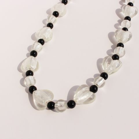 Sweet Simple Style Heart Shape Agate Glass Brass Wholesale Earrings Necklace