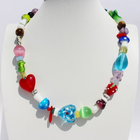 Wholesale Jewelry Simple Style Classic Style Geometric Heart Shape Flower Glass Beaded Necklace