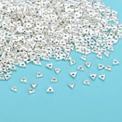 1G Per Pack 2.5*2.5mm 2.8*2.8mm 2*2mm Sterling Silver Triangle Polished Beads Spacer Bars